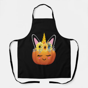 Unicorn Pumpkin Halloween Thanksgiving Gift Apron