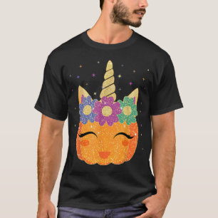 Unicorn Pumpkin - Halloween Thanksgiving Girls Boy T-Shirt