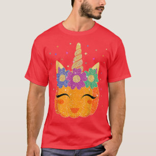 Unicorn Pumpkin Halloween Thanksgiving Girls Boys T-Shirt