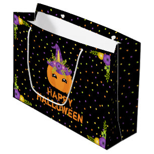 Unicorn Pumpkin Happy Halloween Black Large Gift B Bag