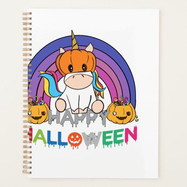 Unicorn Pumpkin Head For Halloween Planner (Front)