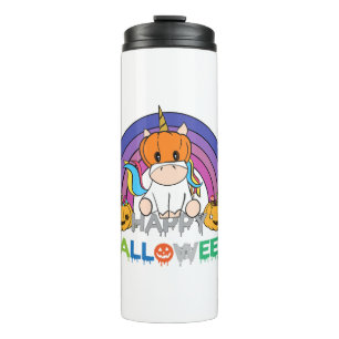 Unicorn Pumpkin Head For Halloween Thermal Tumbler