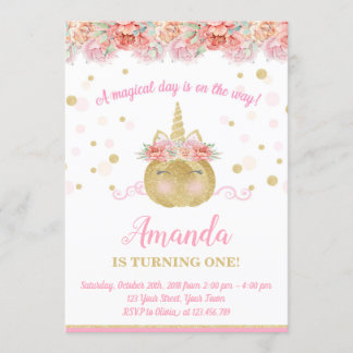 Unicorn Pumpkin Invitation, Birthday Invitation