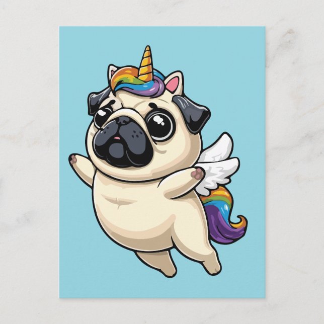 Unicorn pup  holiday postcard (Front)