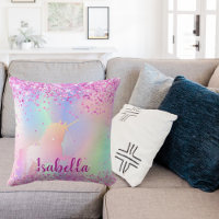 Unicorn purple blush pink glitter name script
