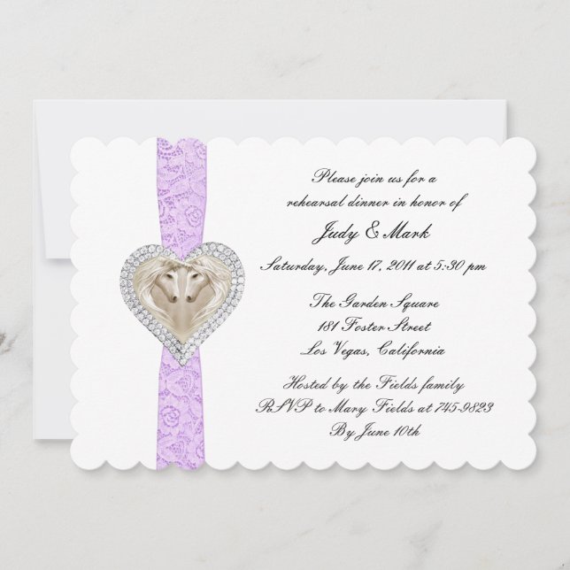 Unicorn Purple Lace Rehearsal Dinner Invitation (Front)
