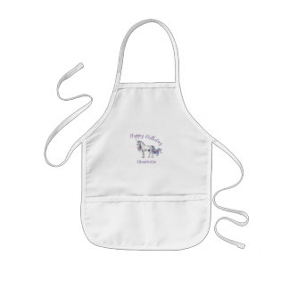 unicorn purple maron happy birthday kids name cute apron