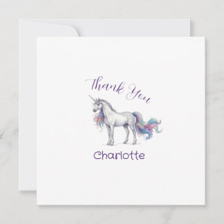 unicorn purple maron happy birthday kids name cute thank you card