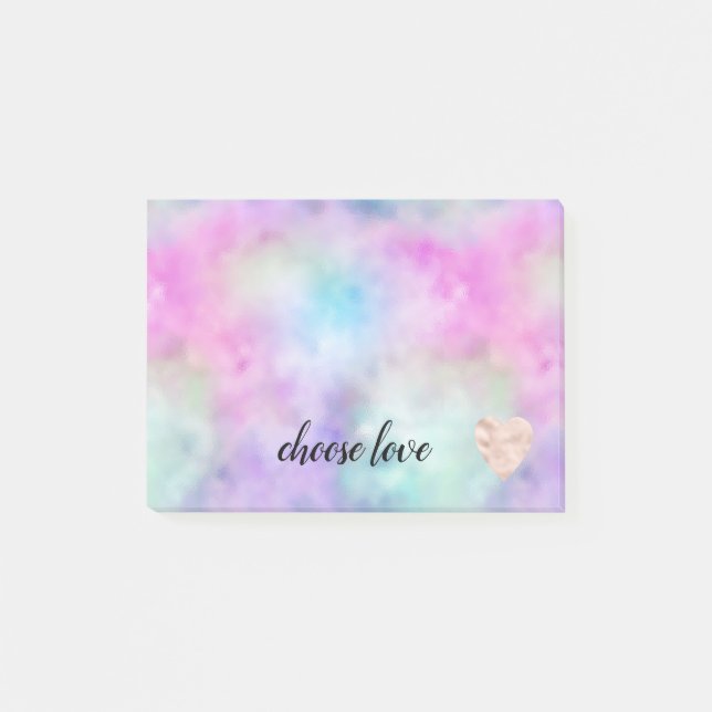 Unicorn Purple Pink Aqua Blush Heart Post-it Notes (Front)
