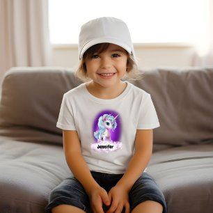 Unicorn Purple sky, clouds, stars & personal name Toddler T-Shirt