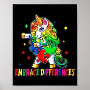 Unicorn puzzle piece autism awareness month boys poster