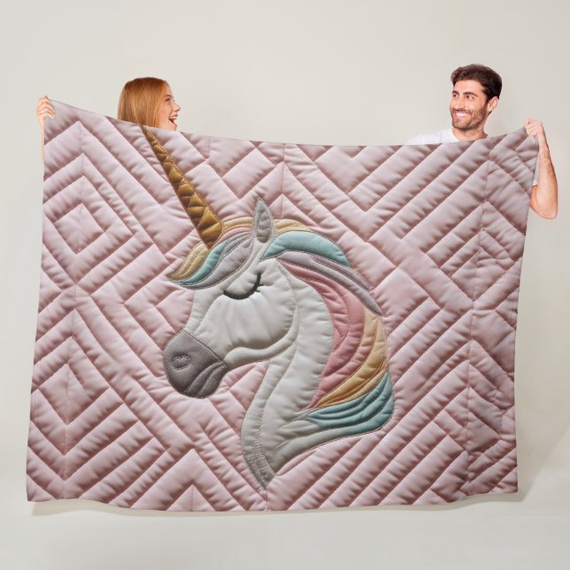 Unicorn Quilted Look Fleece Blanket (In Situ)