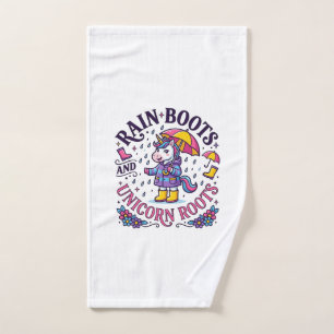 Unicorn Rain Boots and Unicorn Roots Commercial Sh Hand Towel