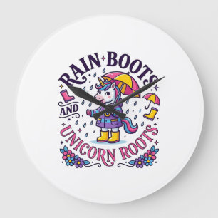 Unicorn Rain Boots and Unicorn Roots Commercial Sh Large Clock