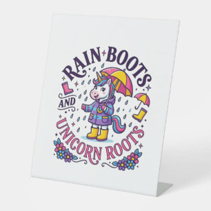 Unicorn Rain Boots and Unicorn Roots Commercial Sh Pedestal Sign
