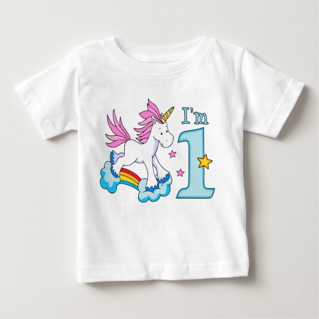 Unicorn Rainbow 1st Birthday Baby T-Shirt (Front)