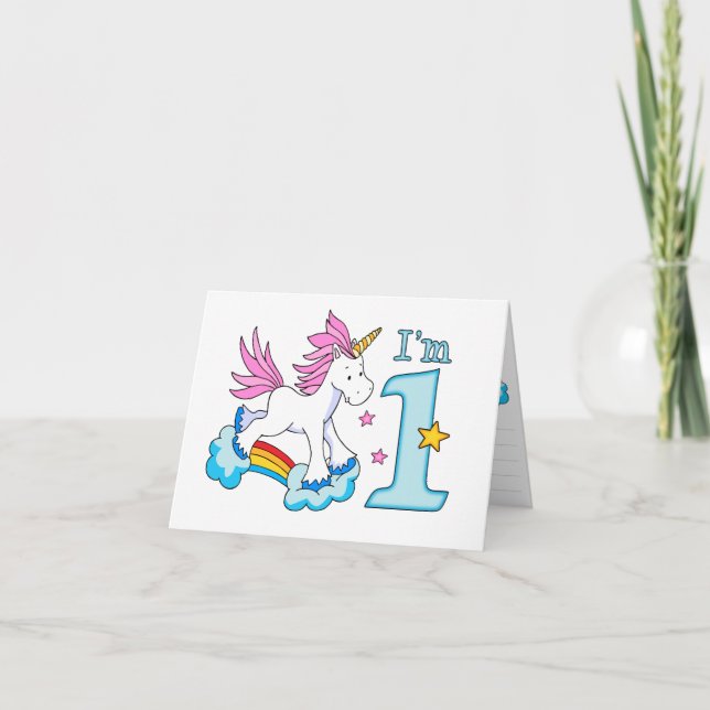 Unicorn Rainbow 1st Birthday Fill-in Invitation (Front)