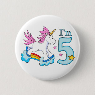 Unicorn Rainbow 5th Birthday 6 Cm Round Badge