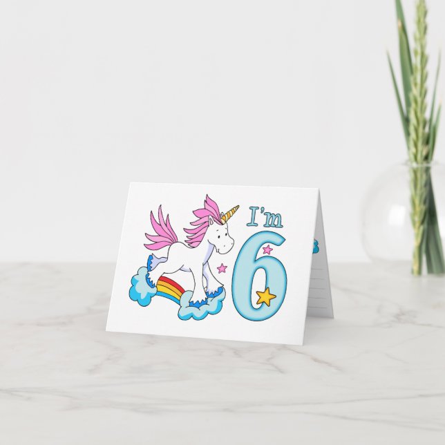 Unicorn Rainbow 6th Birthday Invitation (Front)