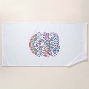 Unicorn Rainbow After the Rain Premium Vector Typo Beach Towel