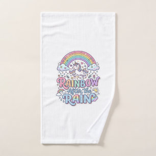 Unicorn Rainbow After the Rain Premium Vector Typo Hand Towel