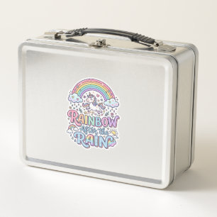 Unicorn Rainbow After the Rain Premium Vector Typo Metal Lunch Box