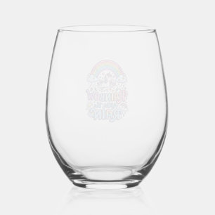 Unicorn Rainbow After the Rain Premium Vector Typo Stemless Wine Glass