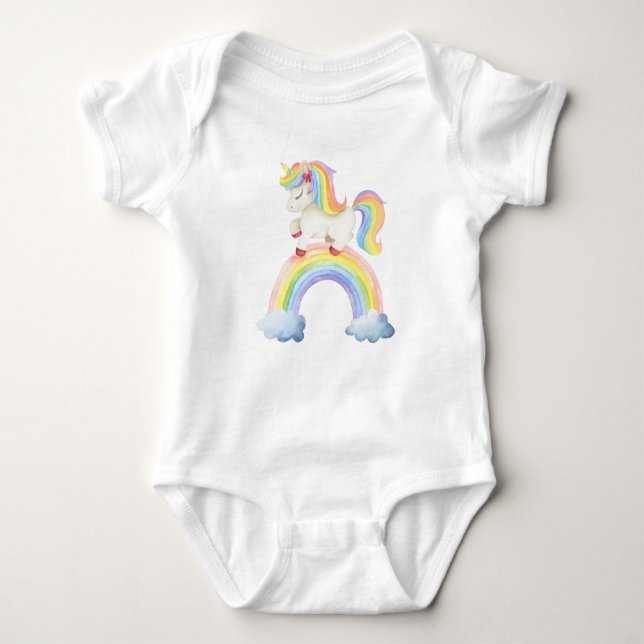 Unicorn Rainbow  Baby Bodysuit (Front)