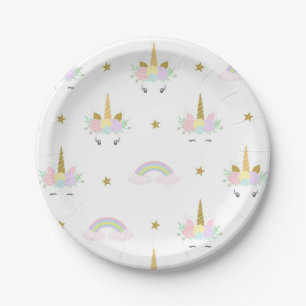 Unicorn Rainbow Baby Shower Paper Plates