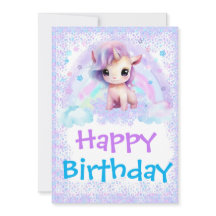 Unicorn Rainbow Birthday Card Template