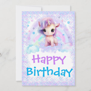 Unicorn Rainbow Birthday Card Template