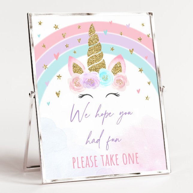 Unicorn Rainbow Birthday Favor Sign (Creator Uploaded)