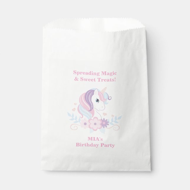 Unicorn Rainbow Birthday Favour Bag (Front)