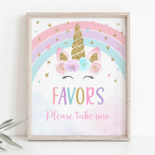 Unicorn Rainbow Birthday Favour Sign