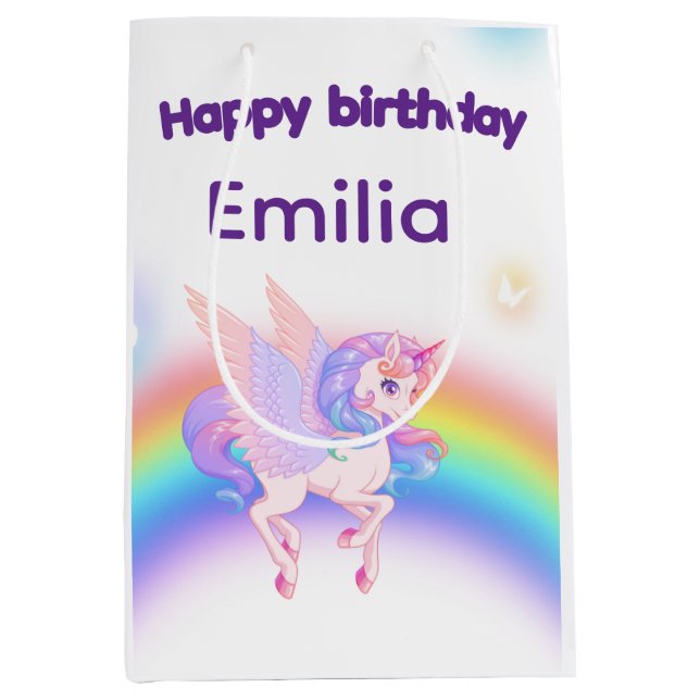 Unicorn Rainbow Birthday Gift Bag (Front)
