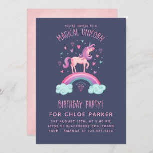 Unicorn Rainbow Birthday Invitation
