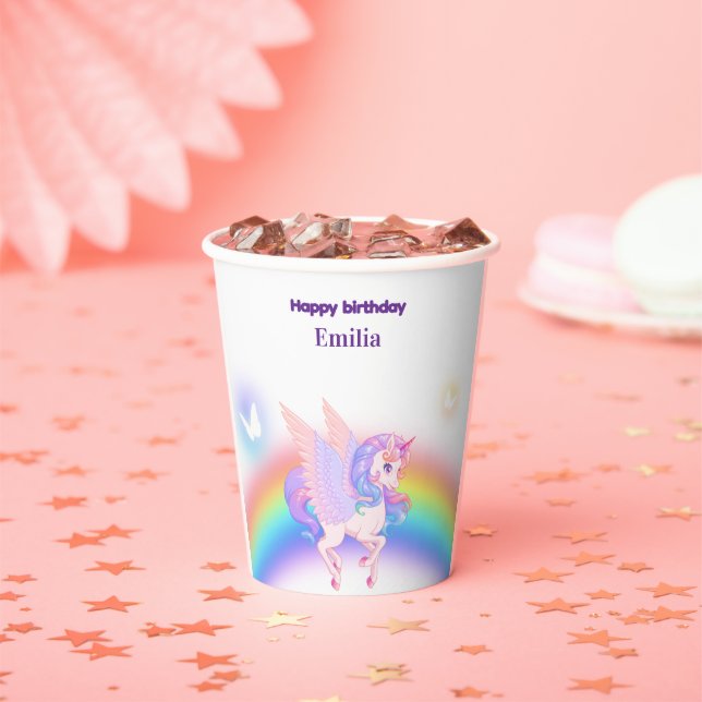 Unicorn Rainbow Birthday Invitation Paper cup (Insitu)