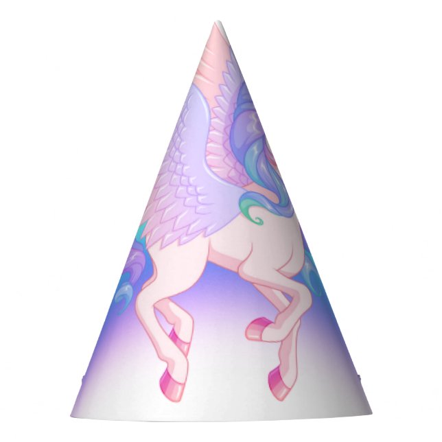 Unicorn Rainbow Birthday Invitation Party Hat (Front)
