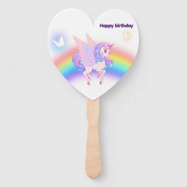 Unicorn Rainbow Birthday Invitation Set of Fans (Front)