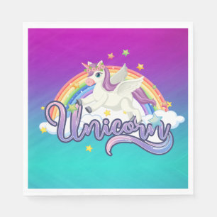 Unicorn Rainbow Birthday Magical Whimiscal Napkin