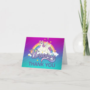 Unicorn Rainbow Birthday Magical Whimiscal Thank You Card