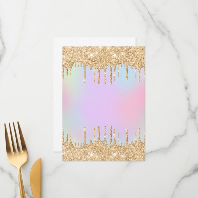 Unicorn Rainbow Bright Golden Dripping Pastel Menu (Front/Back In Situ)