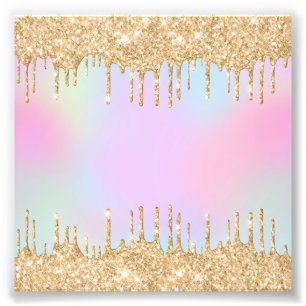 Unicorn Rainbow Bright Golden Dripping Pastel Photo Print