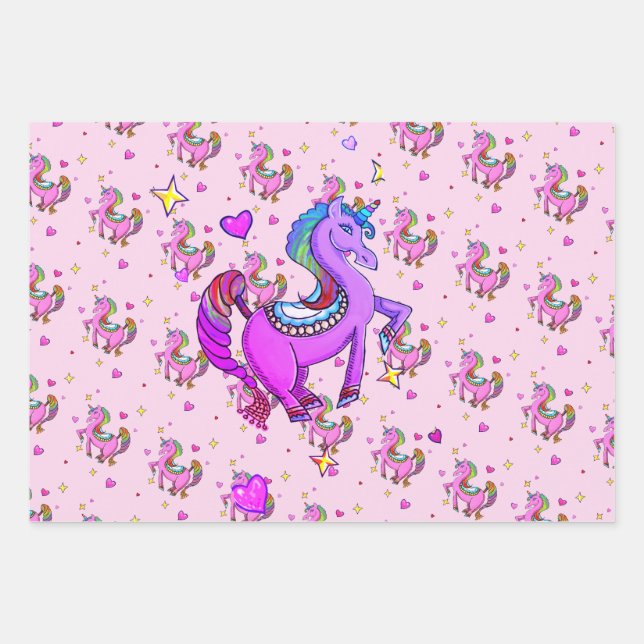 Unicorn Rainbow Brite  Wrapping Paper Sheet (Front)