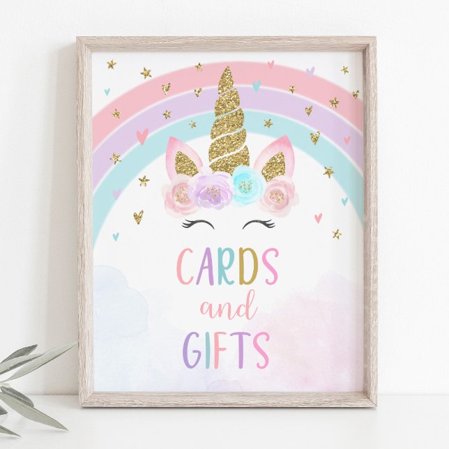 Unicorn Rainbow Cards & Gifts Party Sign (Creator Uploaded)