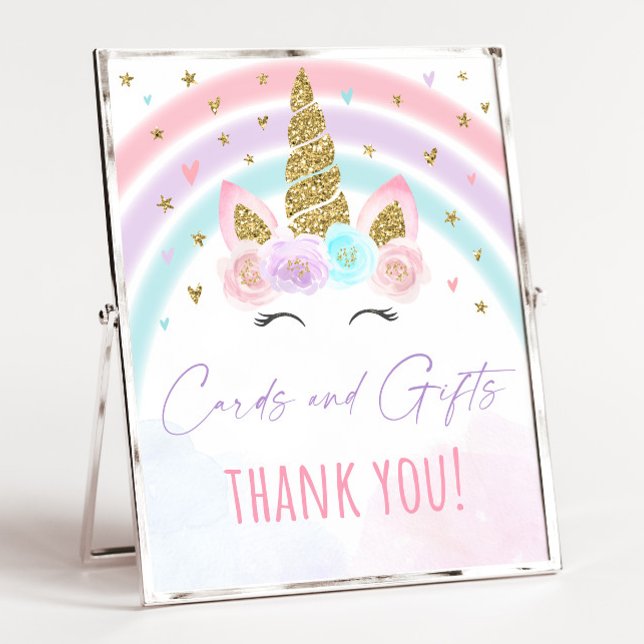 Unicorn Rainbow Cards & Gifts Party Sign (Creator Uploaded)