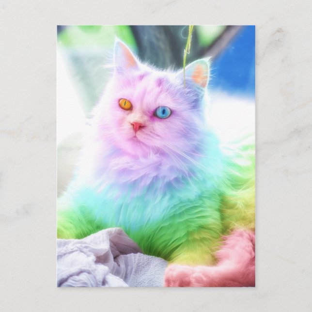 Unicorn Rainbow Cat Postcard (Front)