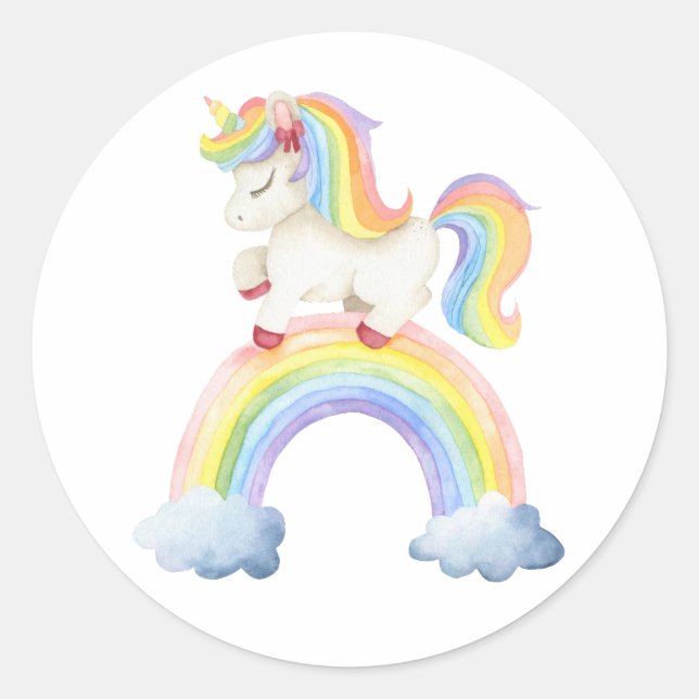 Unicorn Rainbow  Classic Round Sticker (Front)