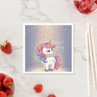 Unicorn Rainbow Confetti Birthday Napkins Kids Par