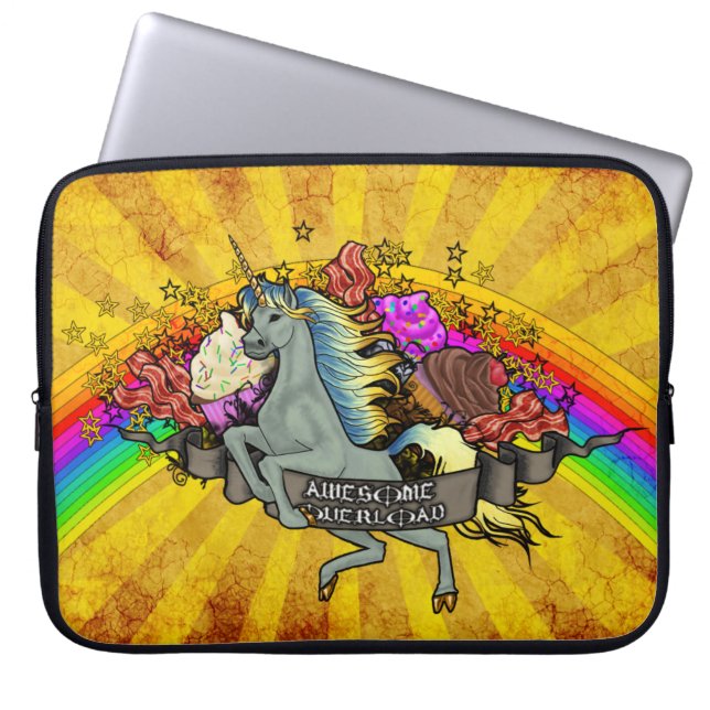 Unicorn Rainbow Cupcakes Bacon Fantasy Laptop Sleeve (Front)